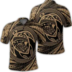 Alohawaii Shirt - Hawaiian Kanaka Honu Hibiscus Tornando Polynesian Gold Polo Shirt - AH - JR