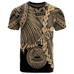 Alohawaii T-Shirt - Tee American Samoa Polynesian Custom Personalised - Tribal Wave Tattoo Gold - BN12