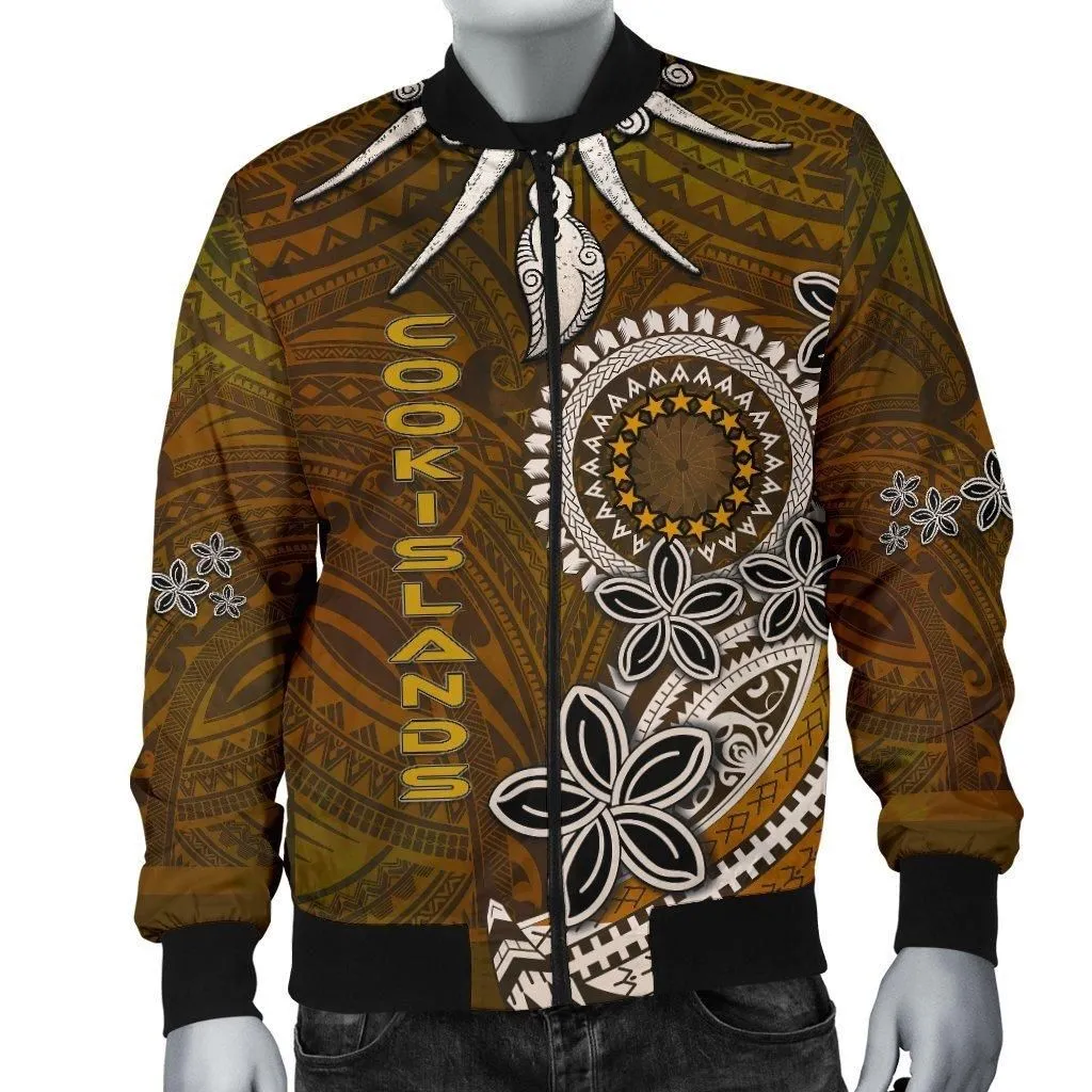 Cook Islands Mens Bomber Jacket - Polynesian Boar Tusk