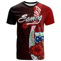 Samoa Polynesian T-shirt - Coat Arm With Hibiscus - BN12