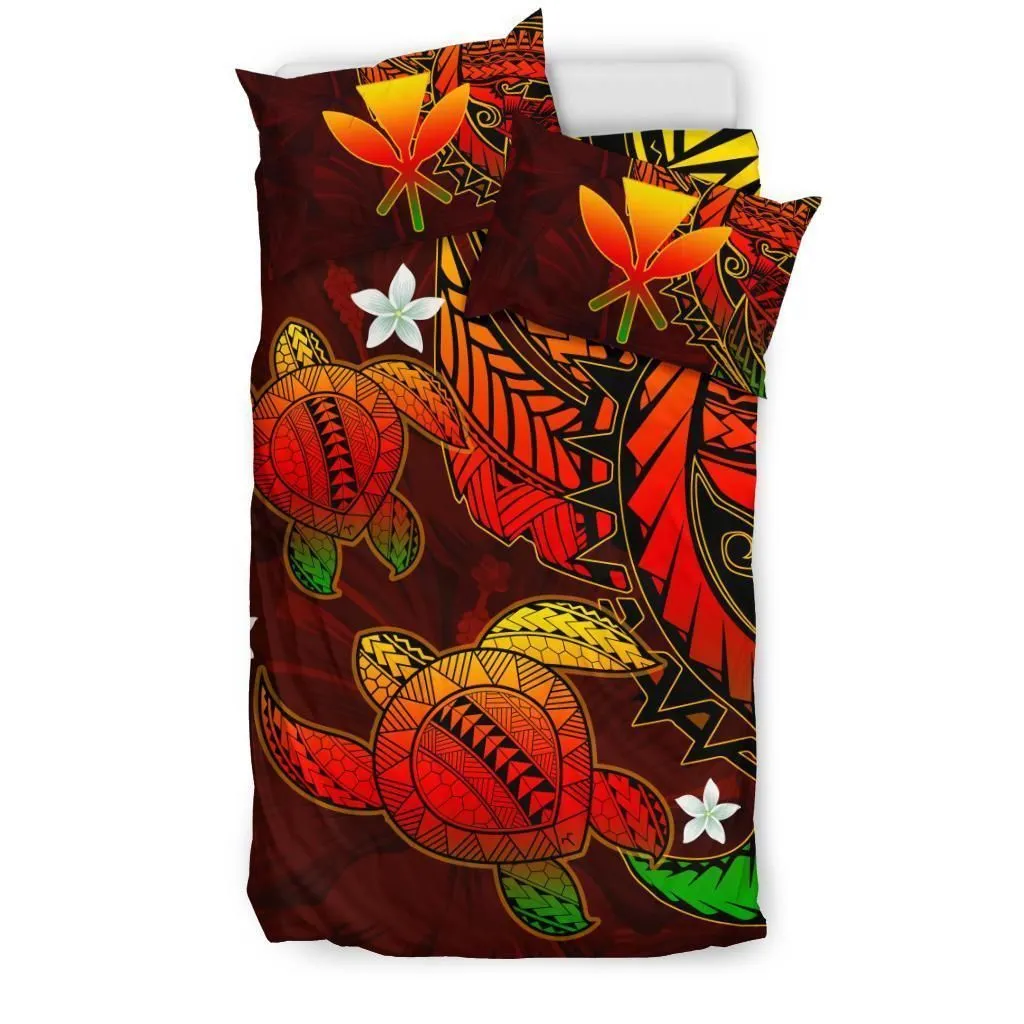 Alohawaii Hawaii Polynesian Turtle Hibiscus Flag Color Duvet Cover Bedding Set