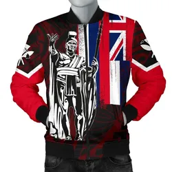 Polynesian Pride Jacket - Hawaii King Flag Polynesian Mens Bomber Jacket - Red