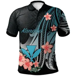 Kanaka Maoli Polo Shirt - Turquoise Polynesian Hibiscus Pattern Style