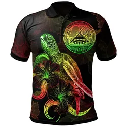 Alohawaii Shirt - Polo Shirt American Samoa Polynesian - Turtle With Blooming Hibiscus Reggae - BN22
