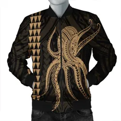 Hawaii Octopus KaKau Polynesian Bomber Jacket - Gold - AH