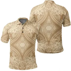 Alohawaii Shirt - Polynesian Plumeria Mix Gold Polo Shirt - AH - JR