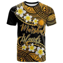 Marshall Islands Custom Personalised T-Shirt - Plumeria Polynesian Vibe Gold