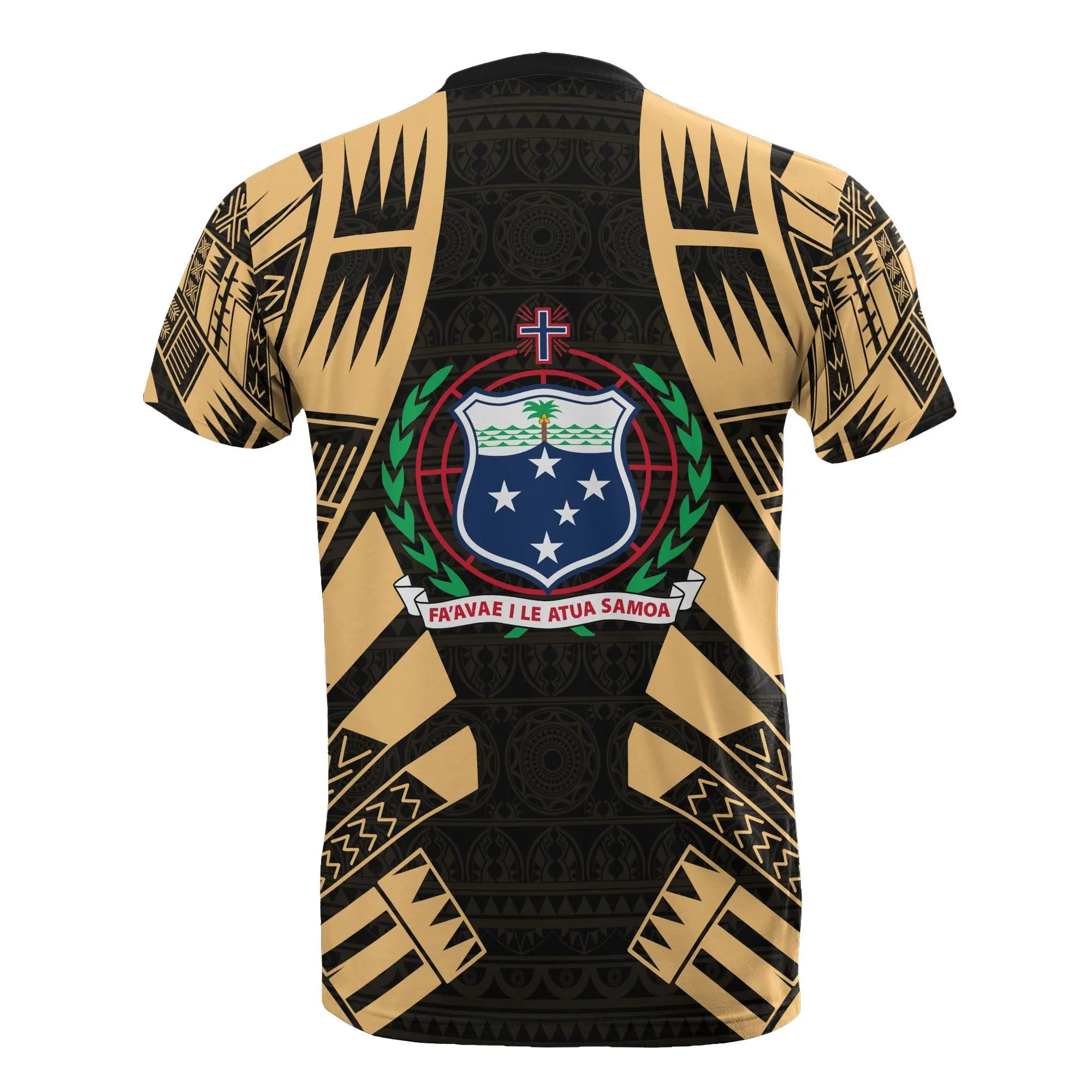 Samoa T shirt - Samoa Coat Of Arms Polynesian Tattoo Gold Style