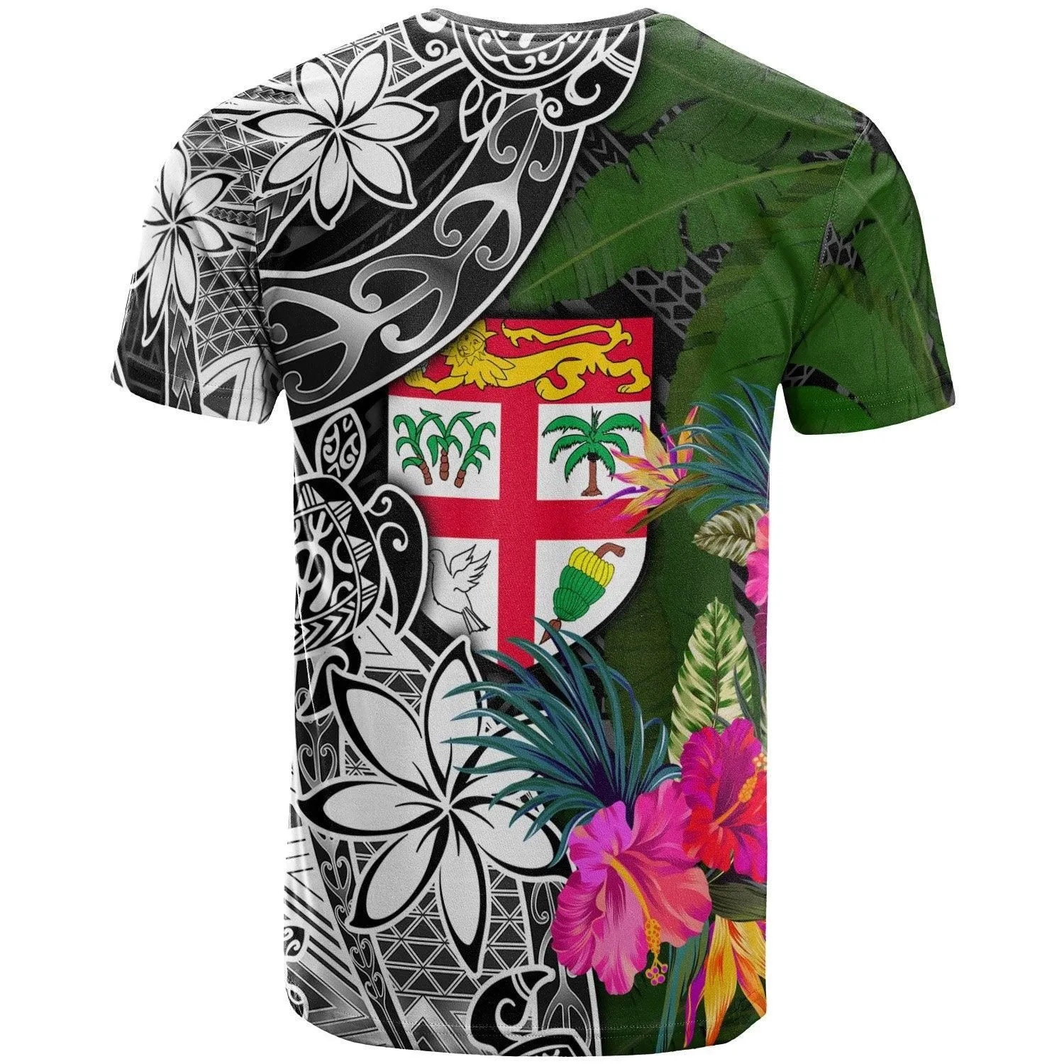 Fiji T-Shirt - Turtle Plumeria Banana Leaf