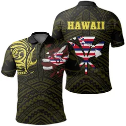 Hawaiian Kanaka Polo Shirt Heart Tattoo Yellow AH