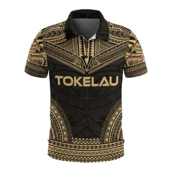 Tokelau Polo Shirt - Tokelau Flag Polynesian Chief Tattoo Gold Version