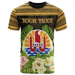 French Polynesia Tahiti T-Shirt - Custom Personalised Tahiti Of Seal Tropical Flowers Style