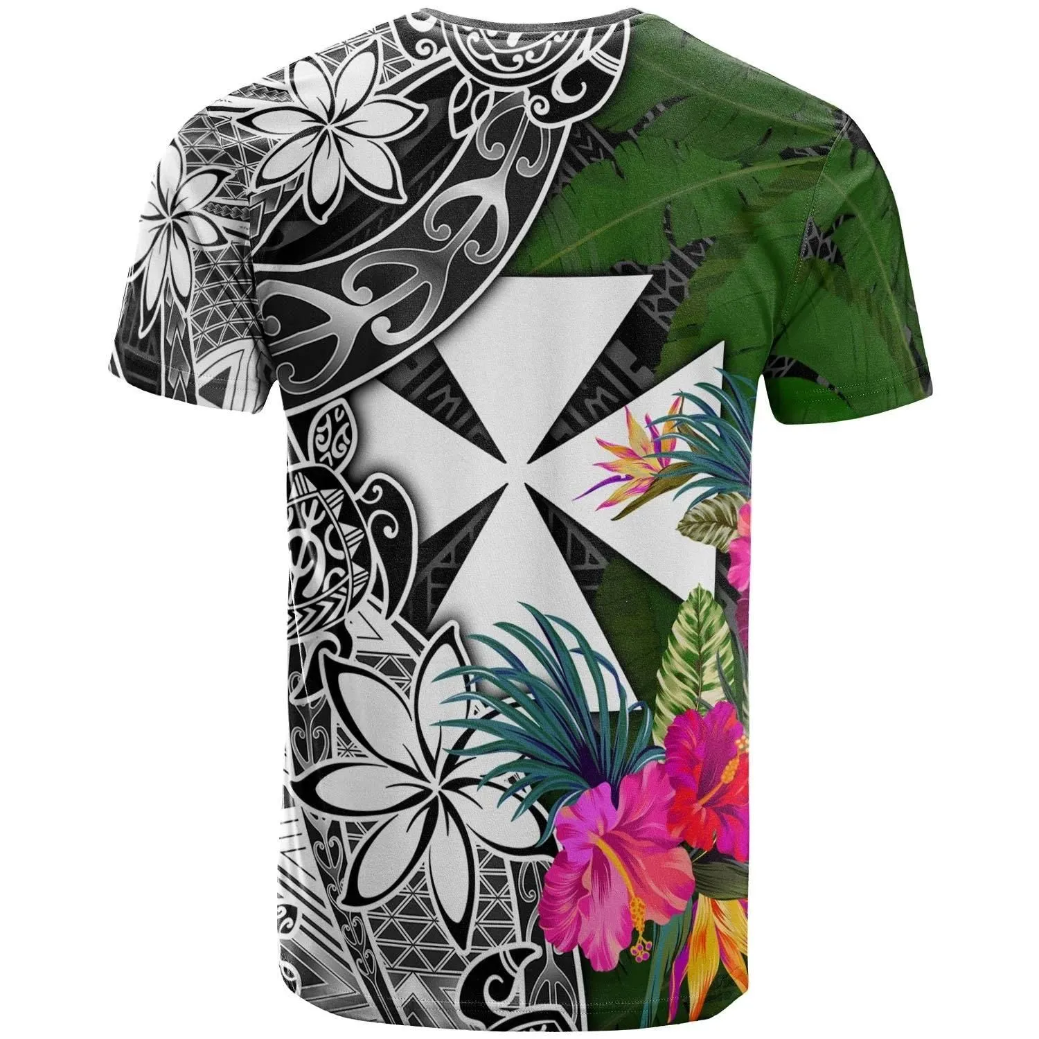 Wallis and Futuna T-Shirt - Turtle Plumeria Banana Leaf - BN11