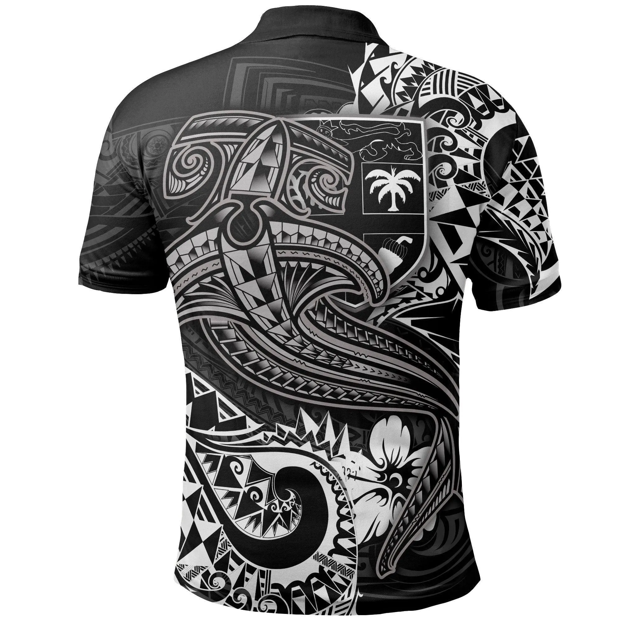 Fiji Polo Shirt - White Shark Polynesian Tattoo
