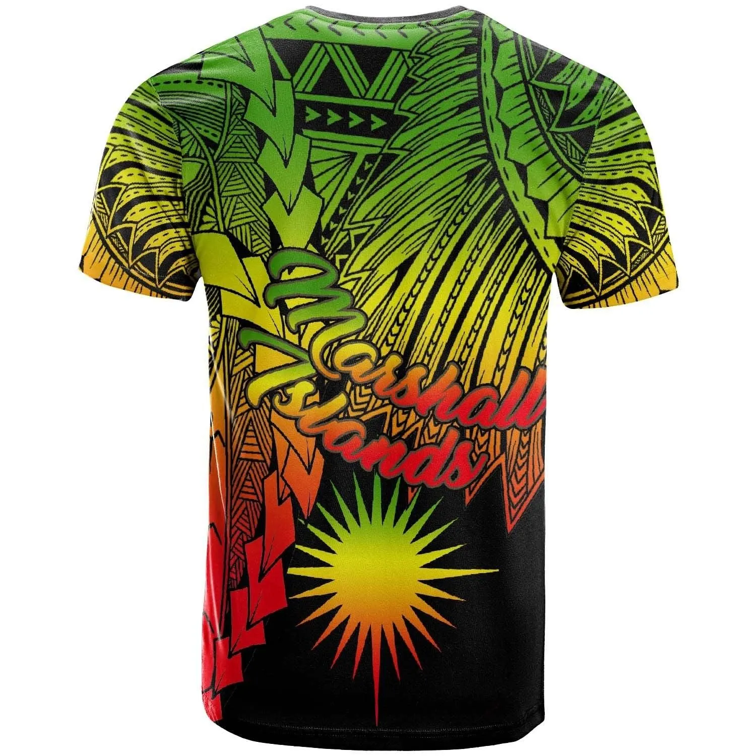 Marshall Islands Polynesian T-Shirt - Tribal Wave Tattoo Reggae