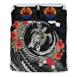 FamilyGater Bedding Set - Cover and Pillow Cases Tahiti - Polynesia Map Turtle Hibiscus A24
