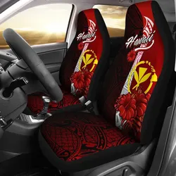 Hawaii Polynesian Car Seat Covers - Coat Of Arm With Hibiscus