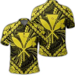 Alohawaii Shirt - Hawaiian Map Kanaka Hibiscus Yellow Polynesian Polo Shirt - AH - JR