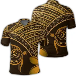 Hawaiian Turtle Plumeria Kakau Polynesian Quilt Polo Shirt Neo Brown AH