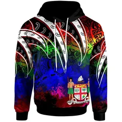 Fiji Hoodie - Tropical Leaf Rainbow Color