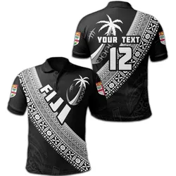 (Custom Personalised) Fiji Tapa Rugby Polo Shirt version Style You Win - White