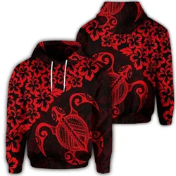 Alohawaii Hoodie - Hawaiian Map Turtle Hibiscus Kanaka Polynesian Hoodie - Red - AH - J4R