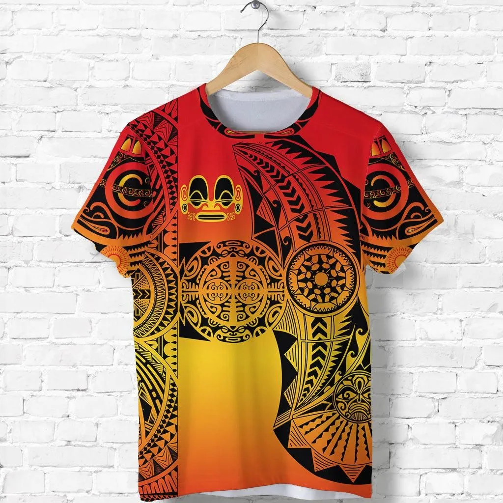 Marquesas Islands T Shirt Marquesan Tattoo Original Style - Gradient Red LT8