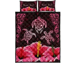 Hawaii Map Turtle Hibiscus Polynesian Luxury Fp Bedding Set Bevr Itp