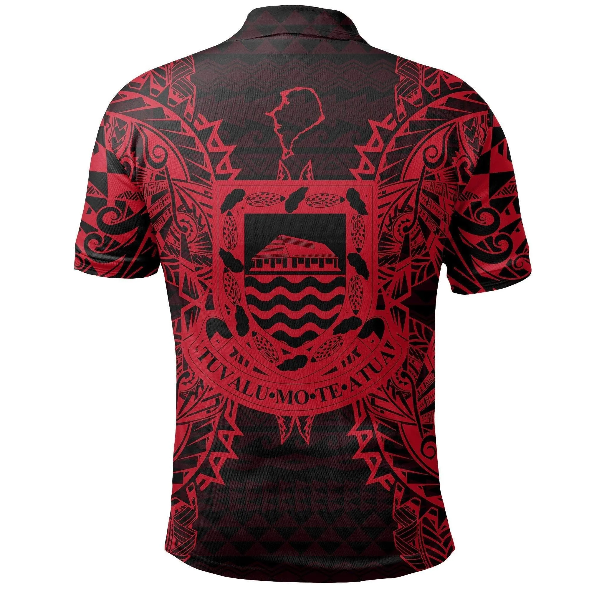 Tuvalu Polo Shirt - Tuvalu Coat Of Arms Map Polynesian Tattoo Red