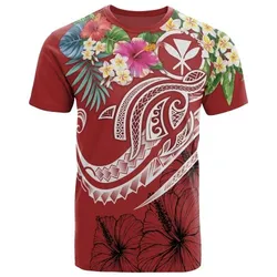Polynesian Hawaii Kanaka Maoli T shirt - Summer Plumeria Red