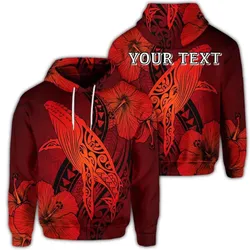 Alohawaii Hoodie - (Personalised) Hawaiian Map Whale Swim Hibiscus Polynesian Hoodie - Red - AH - J6R