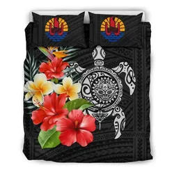 FamilyGater Bedding Set - Cover and Pillow Cases Tahiti - Polynesian Hibiscus And Plumeria A24