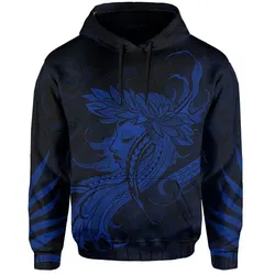 Polynesian Tropic Hula Girl Hibiscus Hawaii Hoodie - Blue