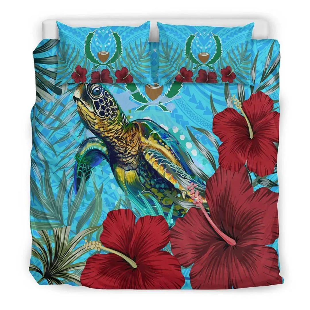 Alohawaii Bedding Set - Pohnpei Turtle Hibiscus Ocean Bedding Set A95