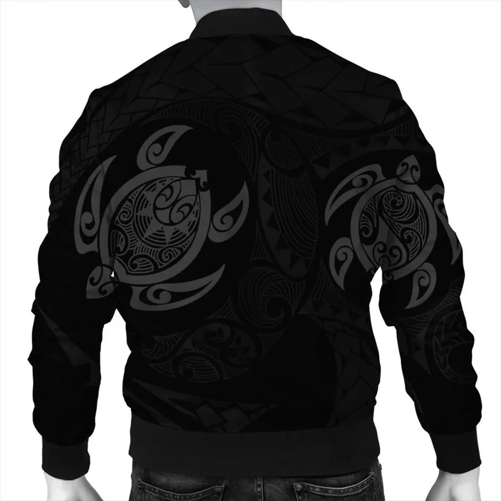 FamilyGater Jacket - Hawaiian Two Turtle Polynesian Bomber Jacket Gray AH - J7R