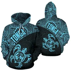 Tonga Hoodie - Tonga Coat of Arms In Turtle Polynesian Tattoo 030