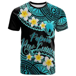 Papua New Guinea Custom Personalised T-Shirt - Plumeria Polynesian Vibe Turquoise