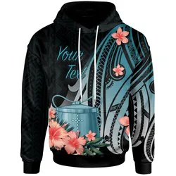Tokelau Personalised Custom Hoodie - Turquoise Polynesian Hibiscus Pattern Style