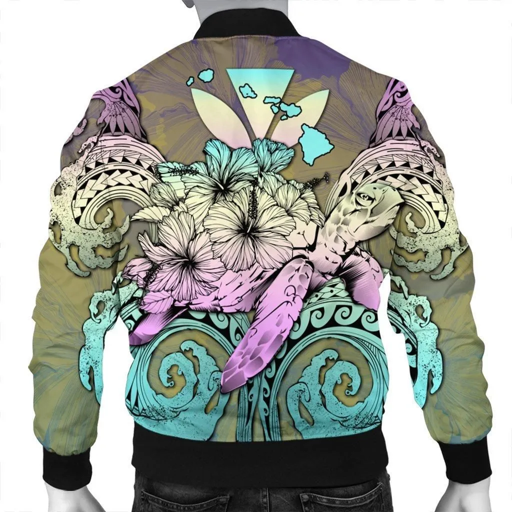 Hawaii Turtle Wave Polynesian Bomber Jacket - Hey Style Yellow - AH