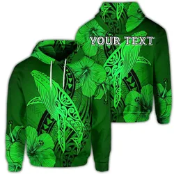 Alohawaii Hoodie - (Personalised) Hawaiian Map Whale Swim Hibiscus Polynesian Hoodie - Green - AH - J6R