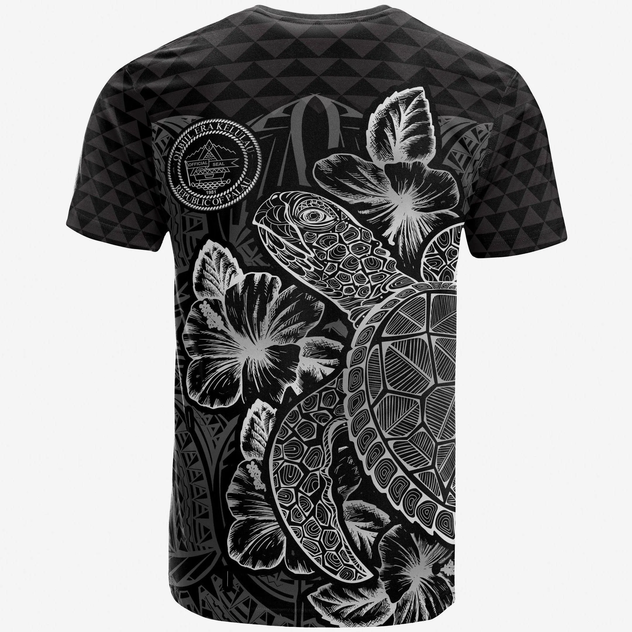 Alohawaii T-Shirt - Tee Palau Polynesian - Turtle Hibiscus Black - BN39