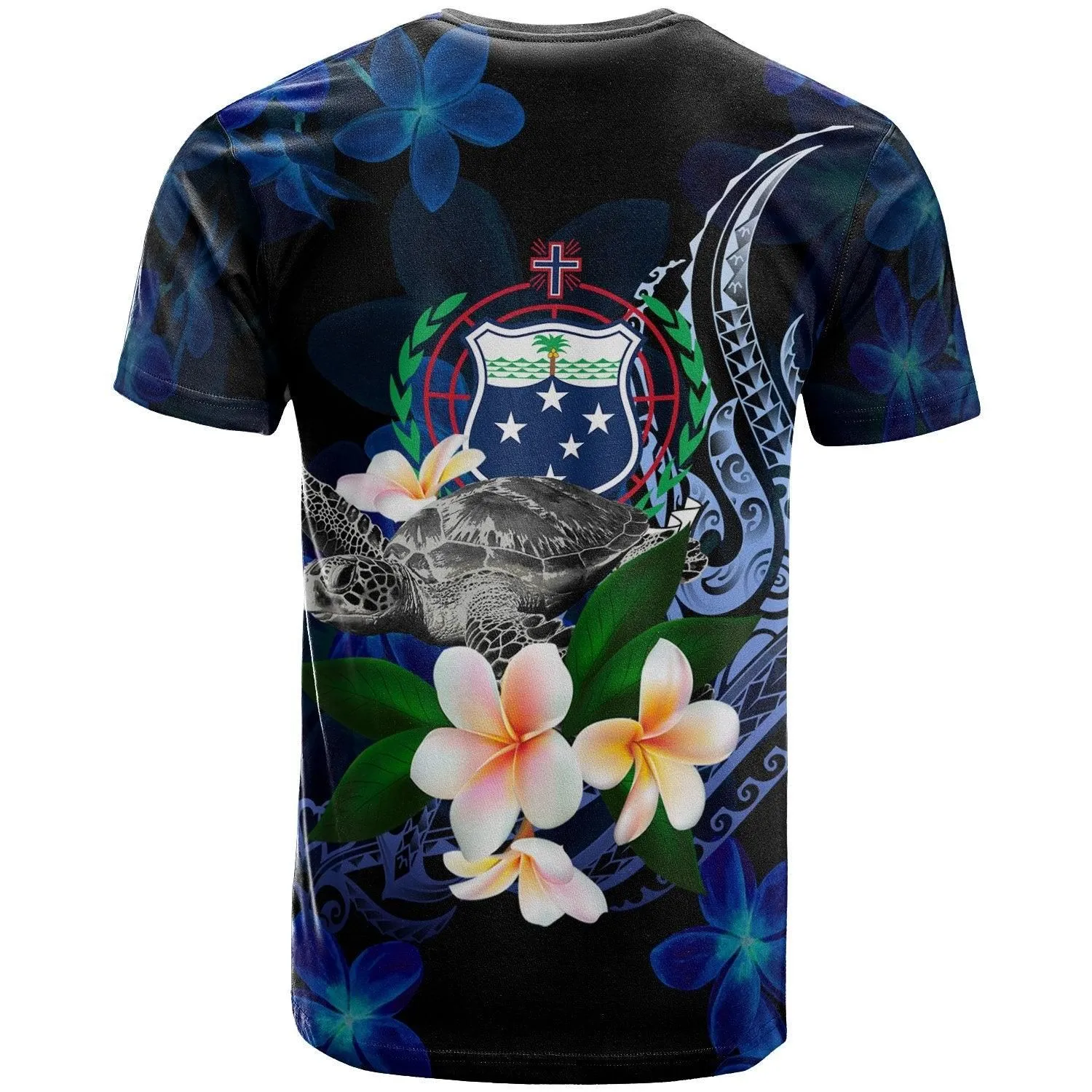 Samoa Polynesian T-Shirt - Turtle With Plumeria Flowers
