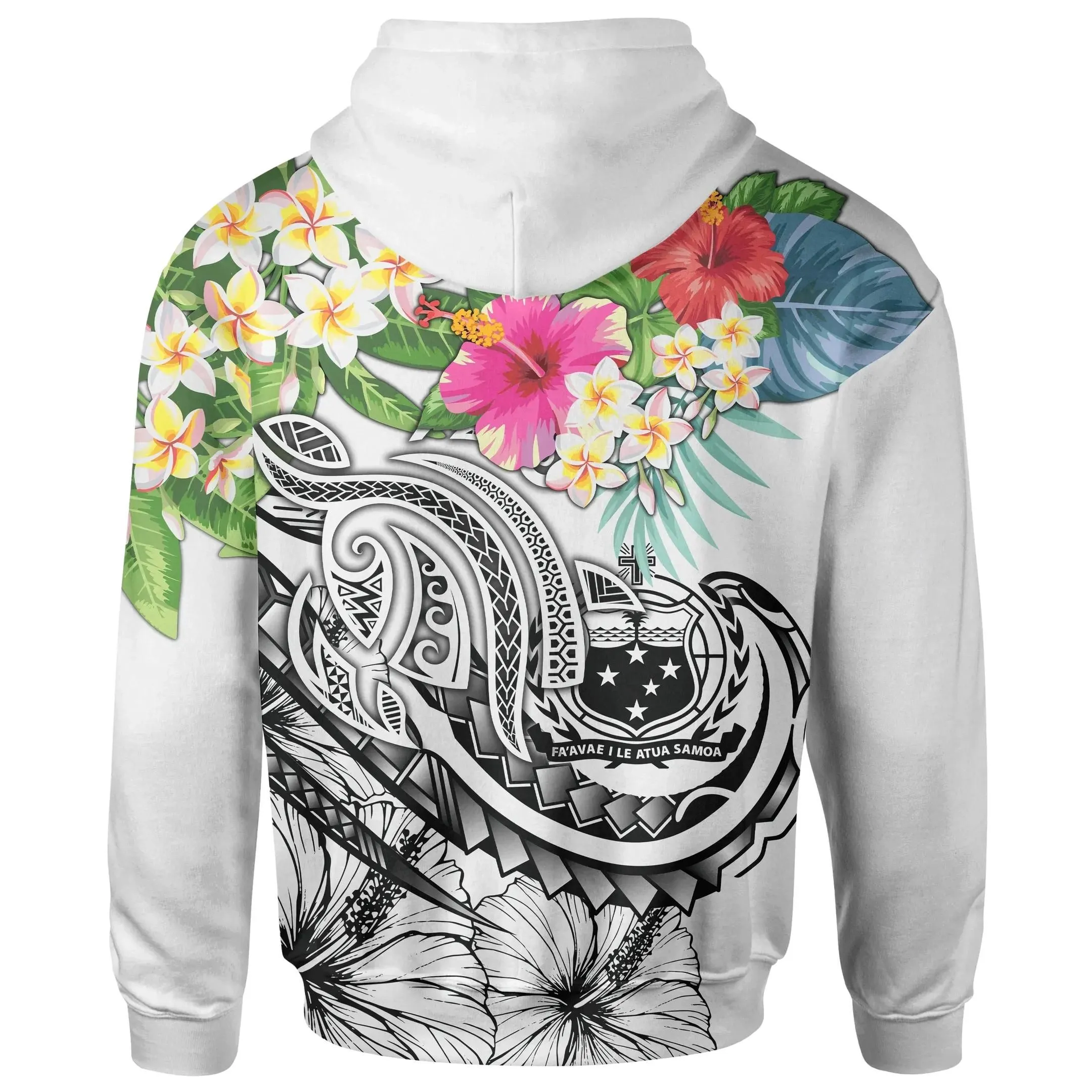 Alohawaii Clothing - Hoodie Polynesian Samoa - Summer Plumeria (White) - BN15