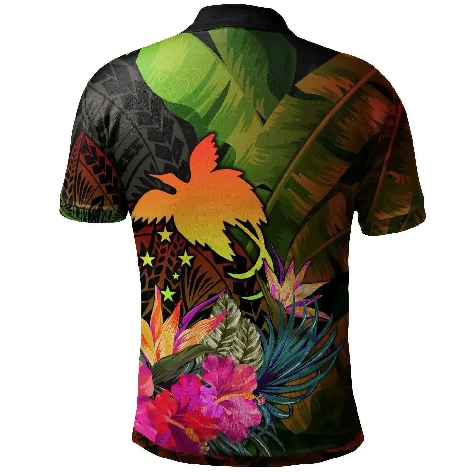 Alohawaii Shirt - Polo Shirt Papua New Guinea Polynesian Hibiscus and Banana Leaves - BN15