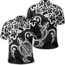 Alohawaii Shirt - Hawaiian Map Turtle Hibiscus Kanaka Polynesian Polo Shirt - White - AH - J4R