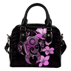 Hibiscus Plumeria Mix Polynesian Pink Turtle Shoulder Handbag