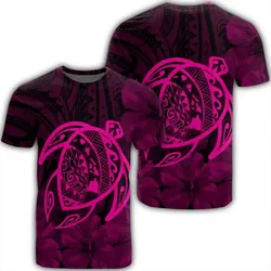 Alohawaii Tee - Hawaiian Map Turtle Kanaka Hibiscus Polynesian T-shirt Pink - AH - J4R