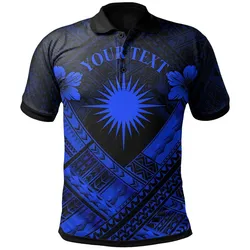 Marshall Islands Polynesian Custom Personalised Polo Shirts - Marshall Islands Blue Flag Camisole Hibiscus Style