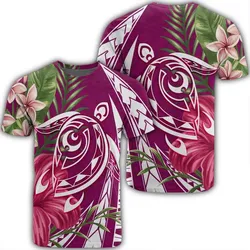 Hawaii Polynesian Turtle Tropical Hibiscus Plumeria T-Shirt - Pink - AH