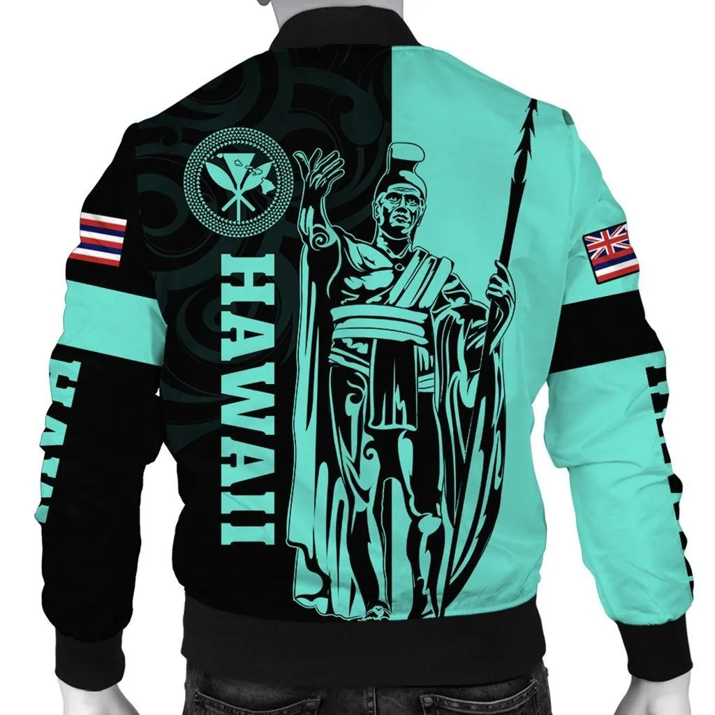 Hawaii King Polynesian Bomber Jacket - Lawla Style Turquoise - AH
